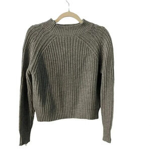 Tanner Loose Knit Sweater Size XS Gray Cropped Mock Neck Pullover